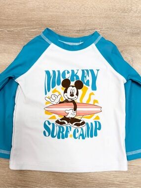Disney Mickey Surf Camp Rashguard - White & Teal